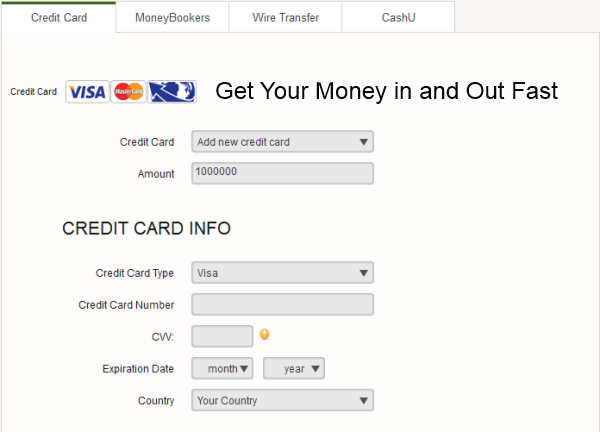 Binary options credit card
